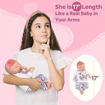 NEW SALE | Reborn dolls - 17-Inch Handmade Realistic Baby Dolls Soft Cloth Body with Toy Accessories