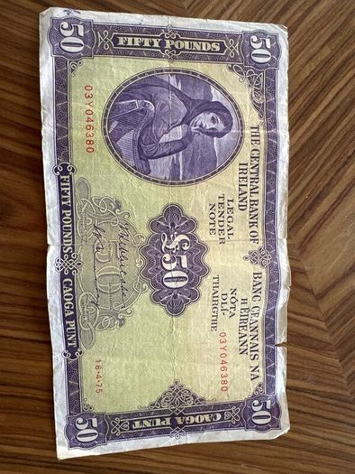 Vintage Irish 50 banknote