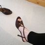 Brown Satin Sandals - Size 4 Image 2
