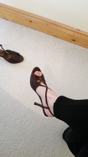Brown Satin Sandals - Size 4