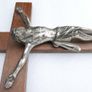 Vintage Wall Hanging Crucifix Wood Cross Heavy Metal Jesus length 12" Image 4