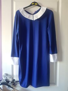 cobalt colour colar long sleeved dress size large new