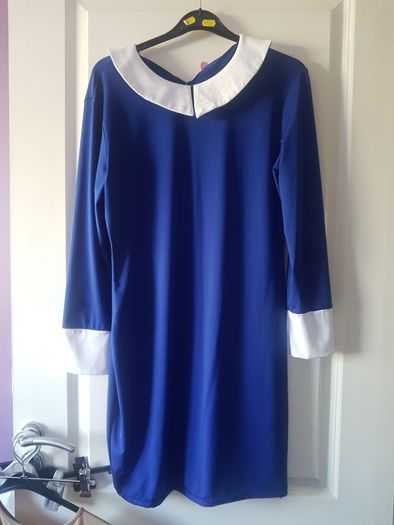 cobalt colour colar long sleeved dress size large new