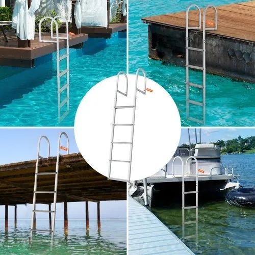 Dock Ladder, Removable 5 Steps, 500 lbs Load Capacity, Aluminum Alloy Pontoon Boat Ladder with 3.1'' Wide Step & Anti-Slip Design Pedal,
