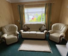 White Leather 3 Seater + 2 Single Seaters