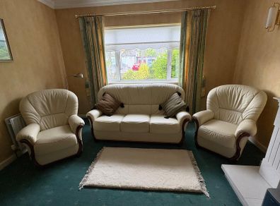 White Leather 3 Seater + 2 Single Seaters