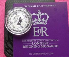 Australia 2015 Queen Elizabeth II 1 Oz Silver Coin Longest Reigning Monarch. Proof