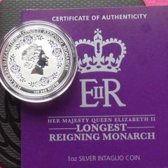 Australia 2015 Queen Elizabeth II 1 Oz Silver Coin Longest Reigning Monarch. Proof