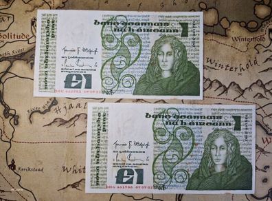 1 Pound B Series Sequential Pair 09/09/82 Queen Medb IRISH NOTE
