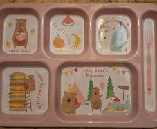 Childs sectioned plate, teddy bear picnic theme