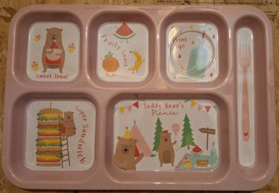 Childs sectioned plate, teddy bear picnic theme