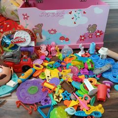 Playroom clear out, huge box of playdoh accessories. Multiple sets are included. Excellent condition, great value, wooden playbox included.Play doh