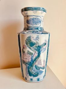 Large Chinese Porcelain Phoenix and Peony Vase 38cm Chinoiserie Decor
