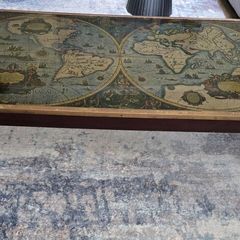 Mid-Century Vintage World Map Coffee Table (Campaign Style)