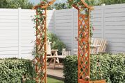Solid Fir Wood Garden Pergola with Planter, Outdoor Wooden Climbing Plant Support for Patio, Garden &amp; Backyard