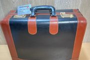 Two-Tone Leather Hard Case Briefcase - Vintage - Combination lock