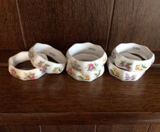 6 Very Pretty Floral China Napkin Rings