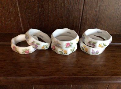 6 Very Pretty Floral China Napkin Rings