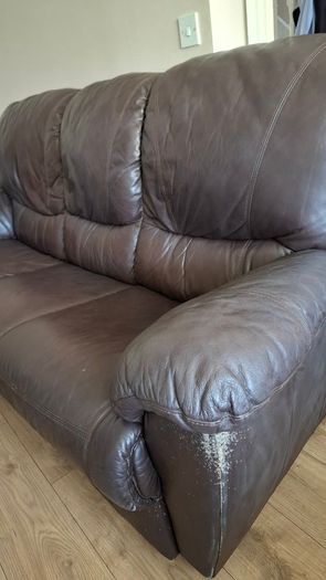3 seater brown leather sofa