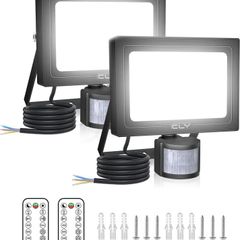 25W Security Lights Outdoor Motion Sensor, 2100 Lumen IP66 Waterproof Outside Light with Remote Control 6500K Motion Sensor Flood Light, LED Outdoor Lights for Backyard, Garden, Doorway, Garage 2P