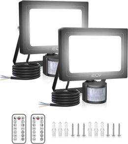 25W Security Lights Outdoor Motion Sensor, 2100 Lumen IP66 Waterproof Outside Light with Remote Control 6500K Motion Sensor Flood Light, LED Outdoor Lights for Backyard, Garden, Doorway, Garage 2P