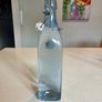 4 x Rustic Blue Glass Square 30cm Tall Bottles / Decanter With Swing Top Stopper Image 6