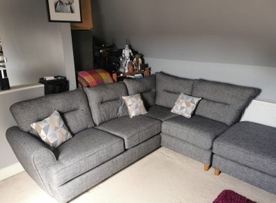 Corner Sofa with Matching Moveable Footstool from EZ Living Naas, Excellent Condition