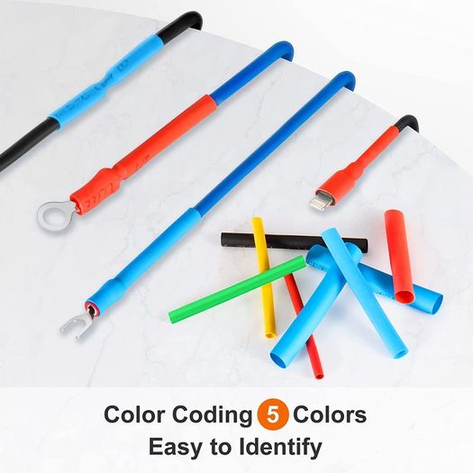 Heat Shrink Tubing 560 Pcs Electric Insulation Tube Heat Shrink Wrap Cable Sleeve 5 Colors 12 Sizes, Rohs Certification - Eventronic