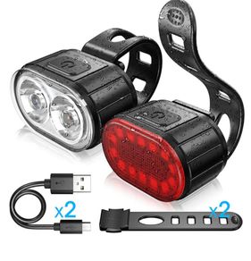Cycling Bicycle Front Rear Light Set Bike USB Charge Headlight Light MTB Waterproof Taillight LED Lantern Bicycle Accessories