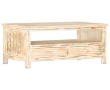 Coffee Table White 90x50x40 cm Solid Mango Wood
