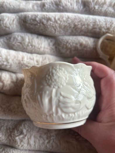 Vintage Belleek Serenity Cream & Sugar Set - Gold Trim Fine Parian China