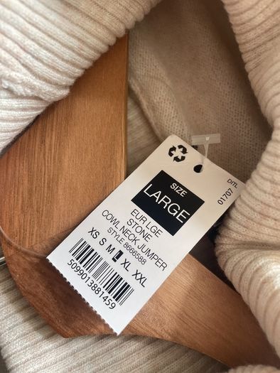 Beige cowl neck jumper plus size