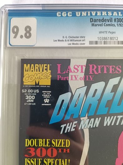 Daredevil Issue 300 CBCS / CGC 9.8 Certified Graded Comic Framed  DC Marvel