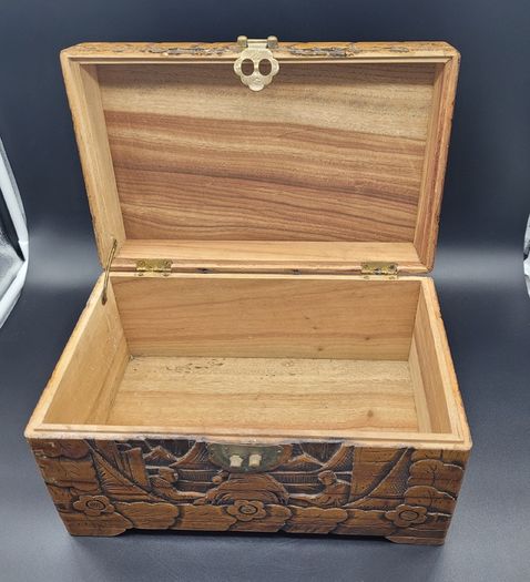 Antique Chinese Carved Wooden Large Box