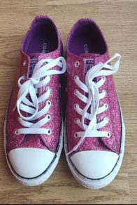 Converse Chuck Taylor All Star Low Violet Pink Glitter Sneakers - Junior US 5.5 / UK 5 / EUR 38