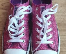 Converse Chuck Taylor All Star Low Violet Pink Glitter Sneakers - Junior US 5.5 / UK 5 / EUR 38