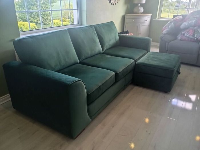 long 3 seater  couch  with foot stool to match