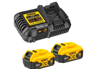 DeWalt 18v XR 2 x 5Ah Batteries and Fast Charger Pack