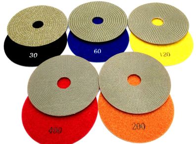 Electroplated Diamond Polishing Pads 100mm, 4''. 5PC SET