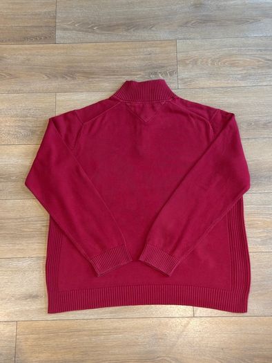 Vibrant Red Tommy Hilfiger Cotton Knitted Half-Zip