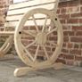 Wagon Wheel Chair Bench Armrest Rustic Loveseat Wood Outdoor Garden, Natural Image 5