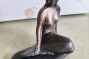 Vtg Nude Naked Woman Lady Girl Mermaid Rock Bronze Figurine Denmark Paperweight