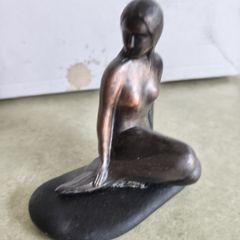 Vtg Nude Naked Woman Lady Girl Mermaid Rock Bronze Figurine Denmark Paperweight