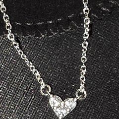Silver Tri-Stone Heart Collar Necklace Brand New