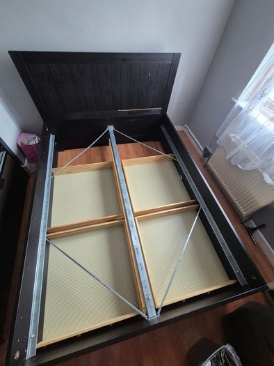 Standard king-size bed frame with 4 storage boxes