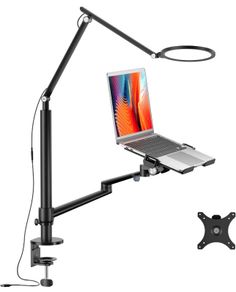 Laptop/Monitor Desk Mount Black With Light