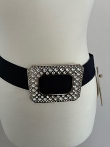 New Navy Diamante Buckled Belt