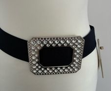 New Navy Diamante Buckled Belt