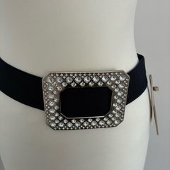 New Navy Diamante Buckled Belt