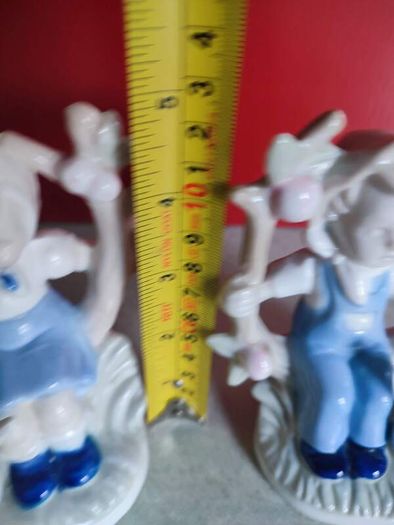 SET OF Boy & Girl PORCELAIN Figurines Blue / White.